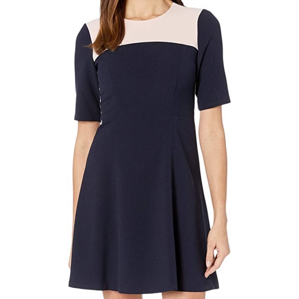 Vince Camuto | Colorblock Fit & Flare Dress - Picture 2 of 7